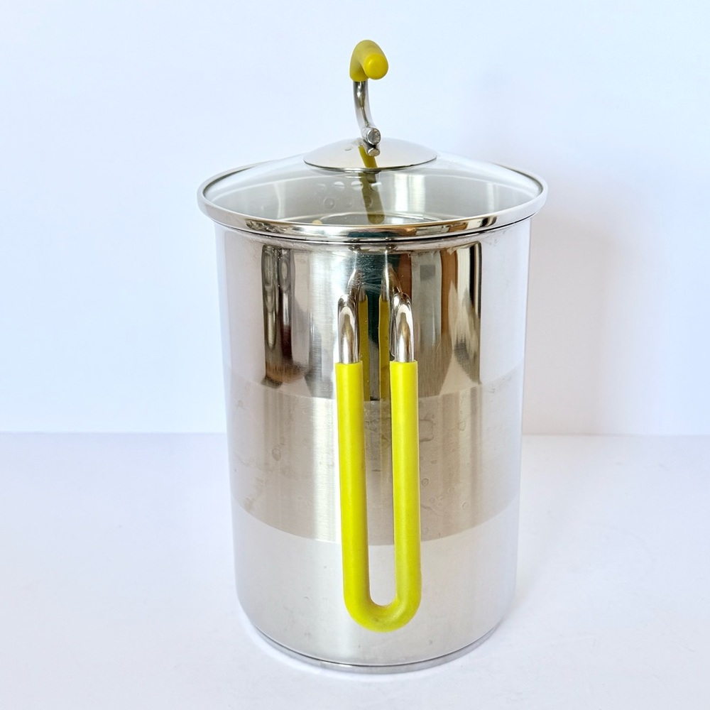 Kuhn Rikon Switzerland 4th-Burner Pot 11-Cup Lid & Steamer Basket Yellow Handles - Picture 2 of 16